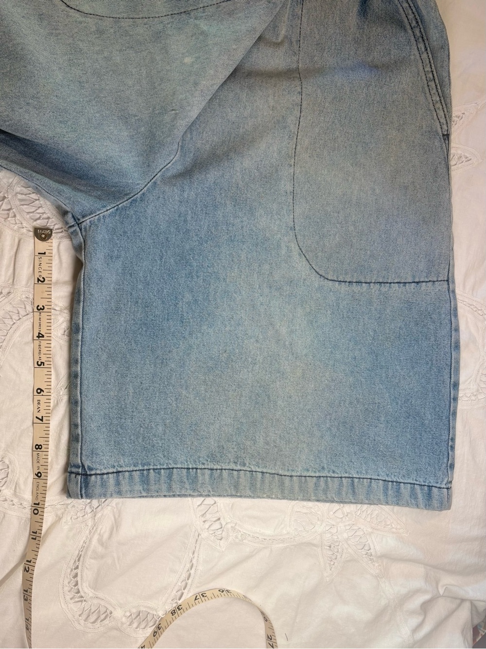 Vintage Season Ticket Light Wash Distressed Baggy Denim Jorts High Waist Long M - Picture 8 of 14